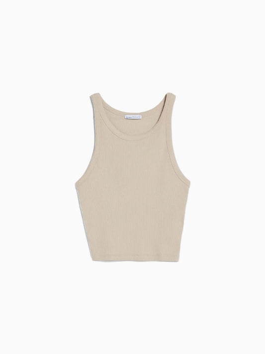 Sleeveless ribbed T-shirt